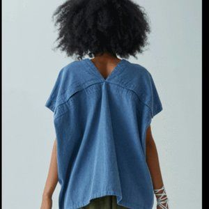 Atelier Delphine Blue Upcycled Yarn Cotton Celeste Top XS